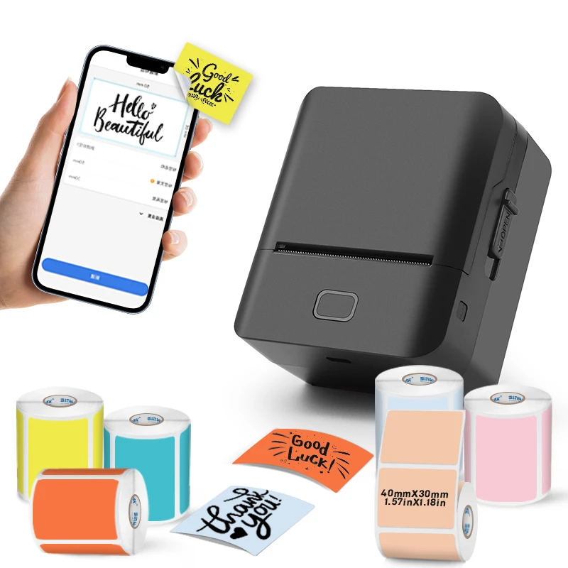

SINMARK Portable Thermal Printer With 6 Rolls Labels Self-adhesive Label Printer Mini Bluetooth Sticker Marker Photo Printer