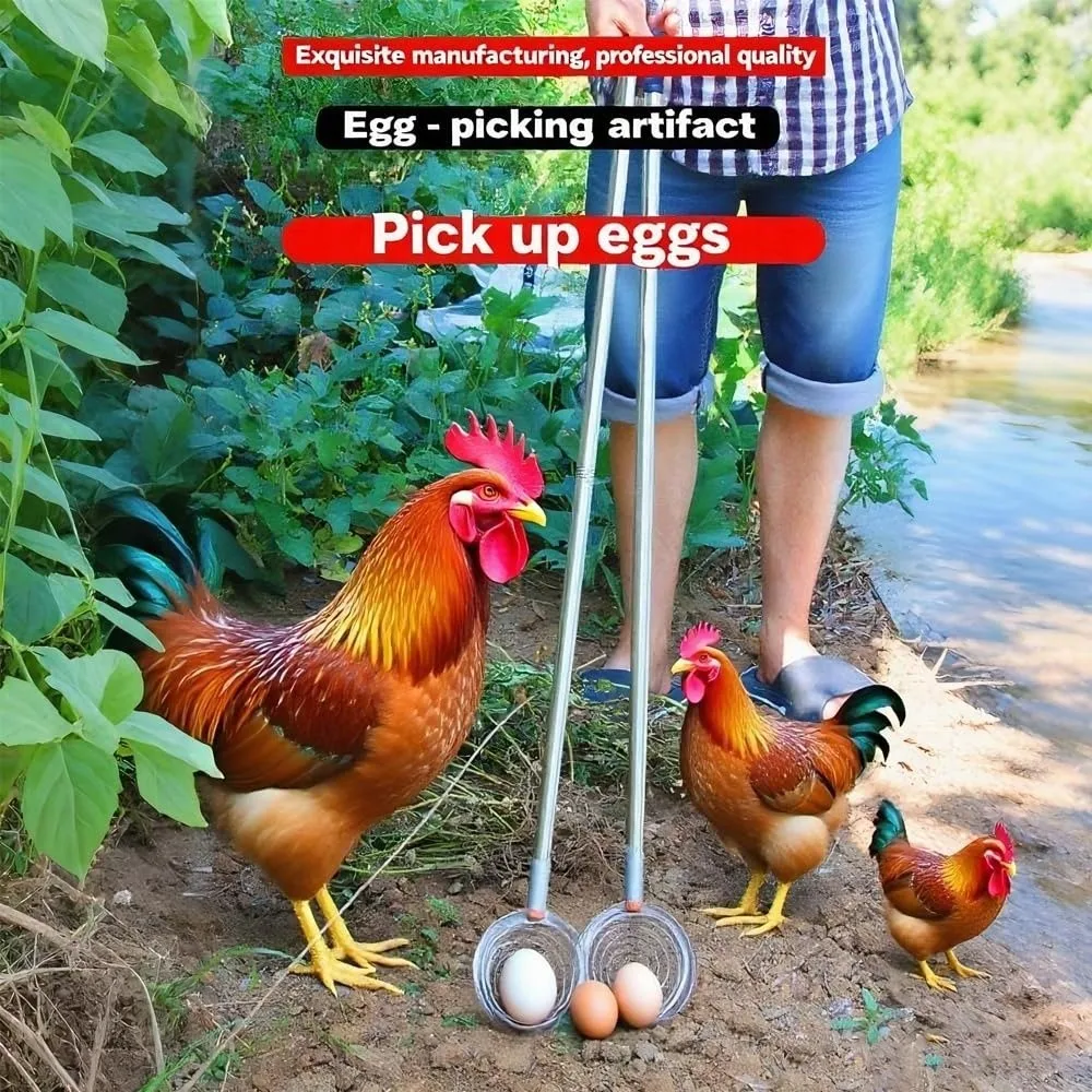 New Stainless Steel Egg Picking Artifact Adjustable Removable Egg Grabber Portable Fruit Picker Chicken House