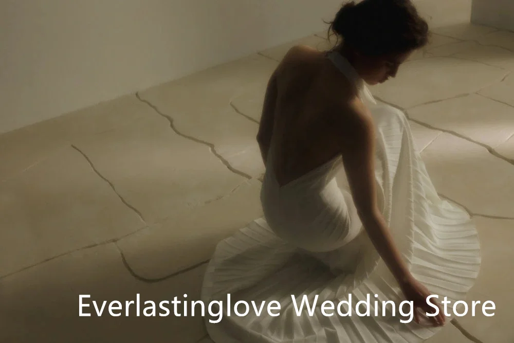 Abiti da sposa tubino in raso senza schienale modello Halter Custom Made Bridal Grown 2026 Vestido De Noival