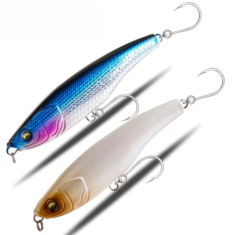 

ALASICKA ABS Plastic Large Sinking Pencil for Sea Trolling Artificial Sinking Type Slow-sinking Hard Bait Bright Tin Single Hook