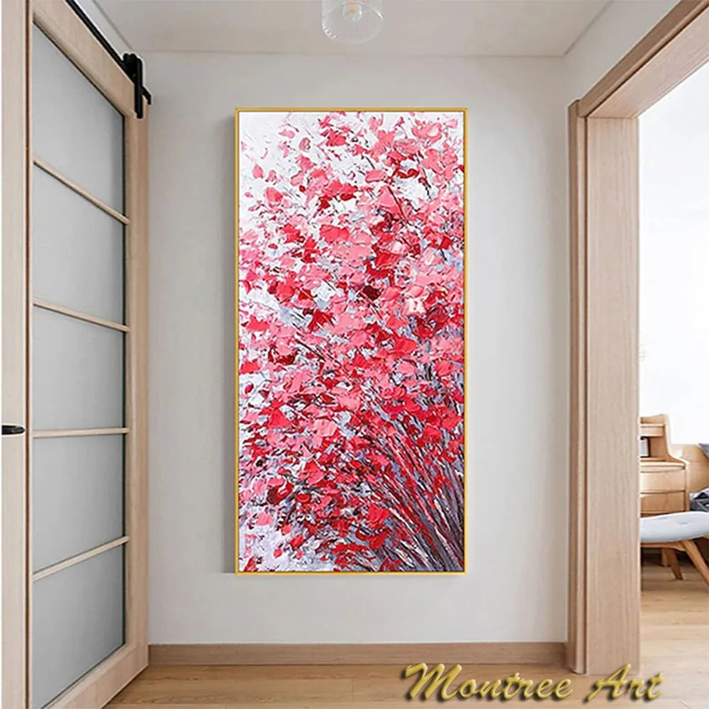 Hand Painted  White Flower Oil Paintin Wall Art Canvas Paintings for Living Room Hallway Bedroom Luxurious Decorative Painting