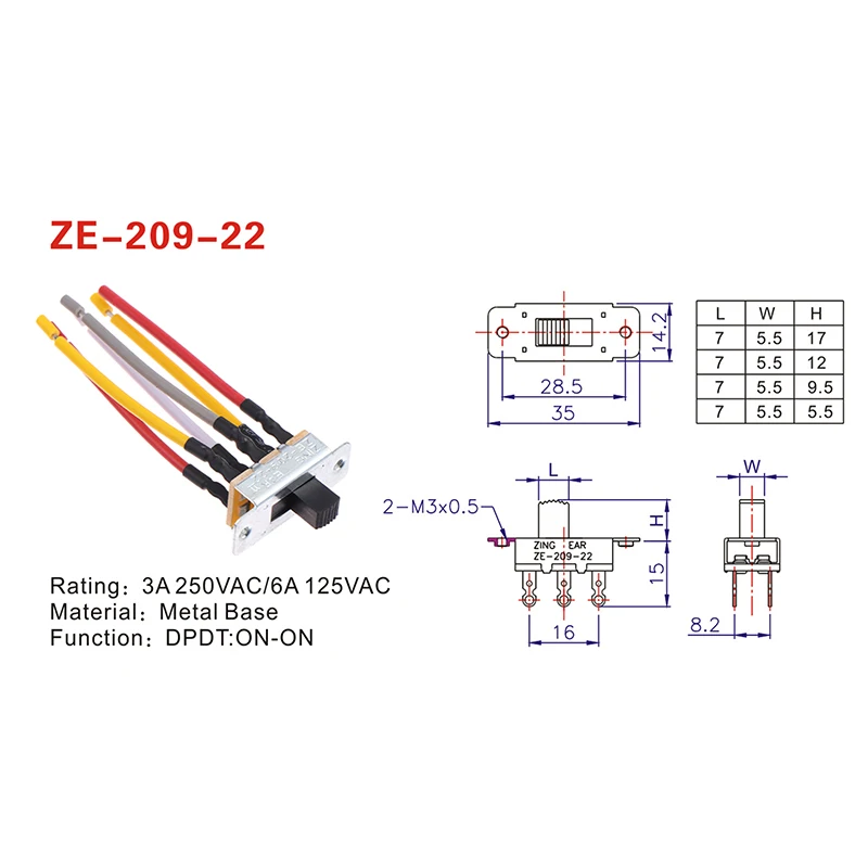Double Rows Reverse Direction 6 Pin 3 Gears Switch ZE-209-22 For Ceiling Fan