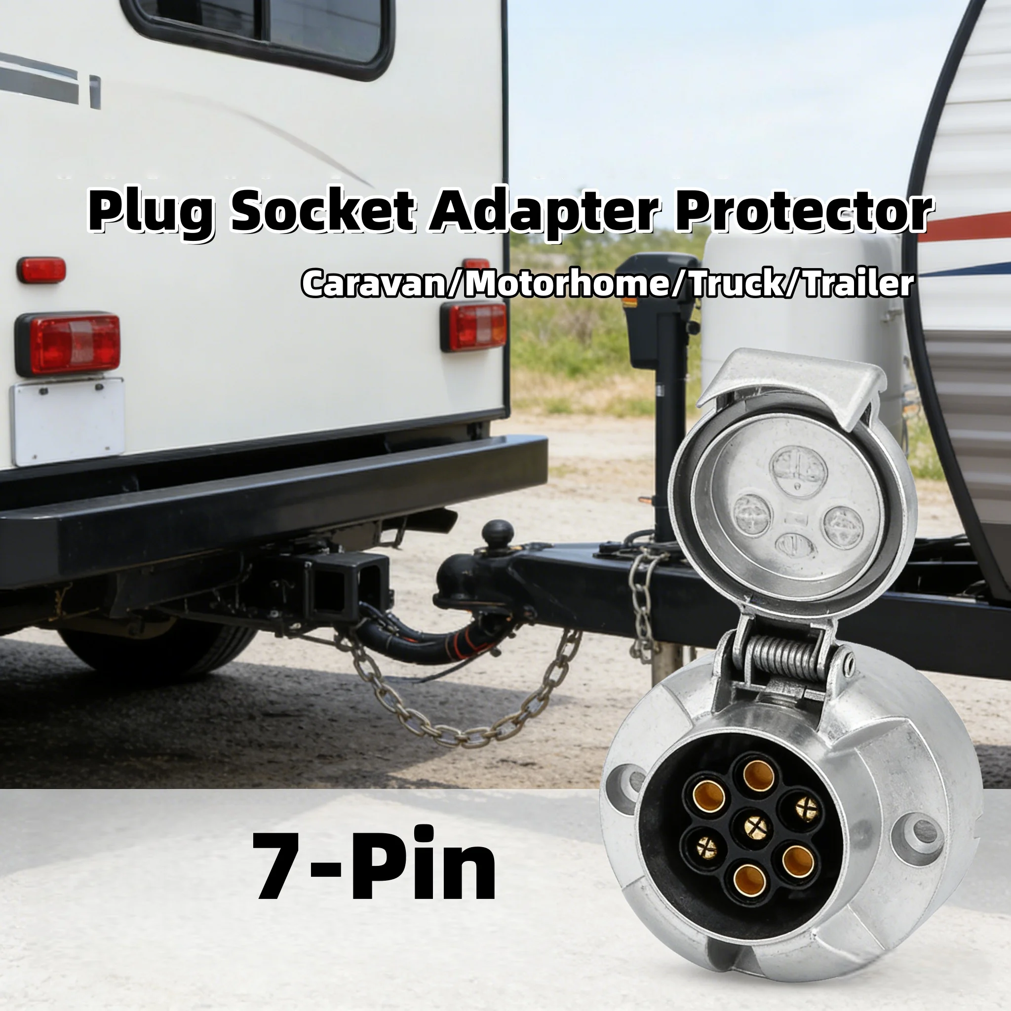 Plug Socket Adapter Protector 7-Pin Socket Connector Towbar Adapter RV Electrical Power Part For Caravan Motorhome Truck Trailer
