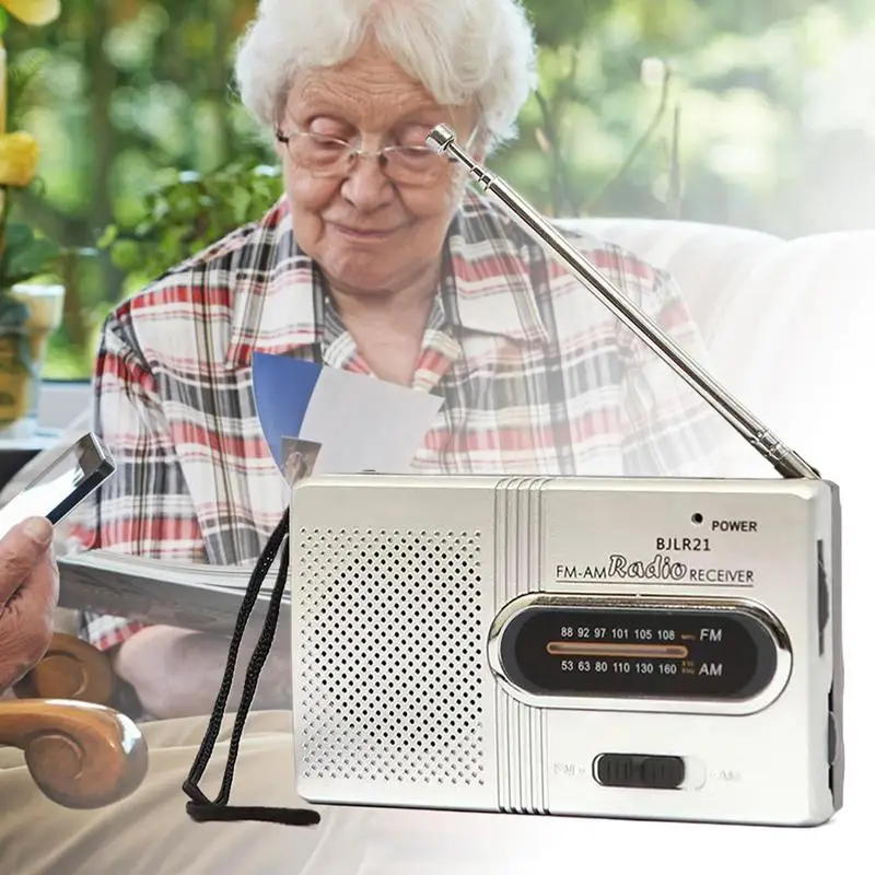 Radio portátil AM FM, Radio pequeña con altavoz, puntero de sonido claro, dispositivo de sintonización para pesca, Camping, caminar al aire libre