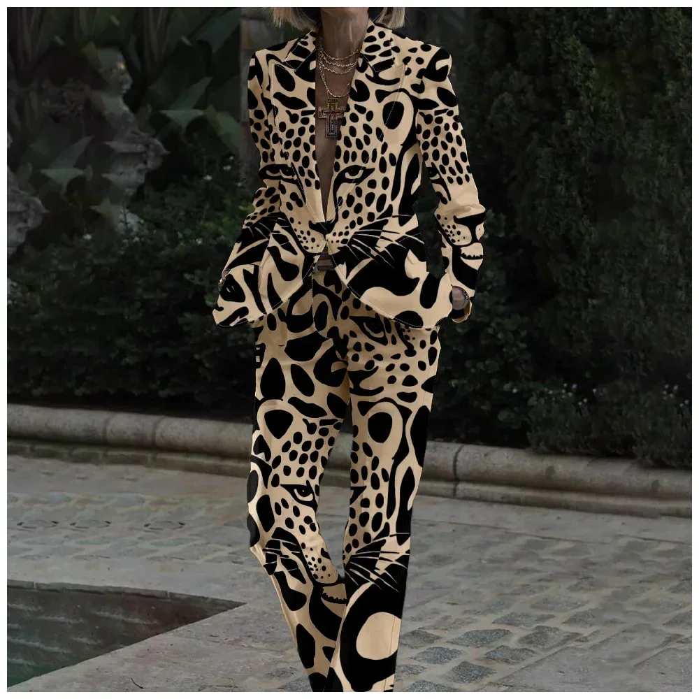 Four Seasons Trendy Leopard Print Men's Suit Regular Fit Comfort Mature Charm Suit Jackets Wedding Parties and Special Occasion