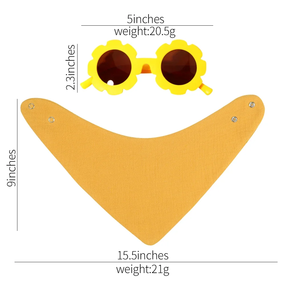 2Pcs Baby Bib Glasses Set Crepe Triangle Saliva Towel Baby Bibs Infant Cotton Bib Newborn Bandana Burp Cloth Feeding Drool Bibs