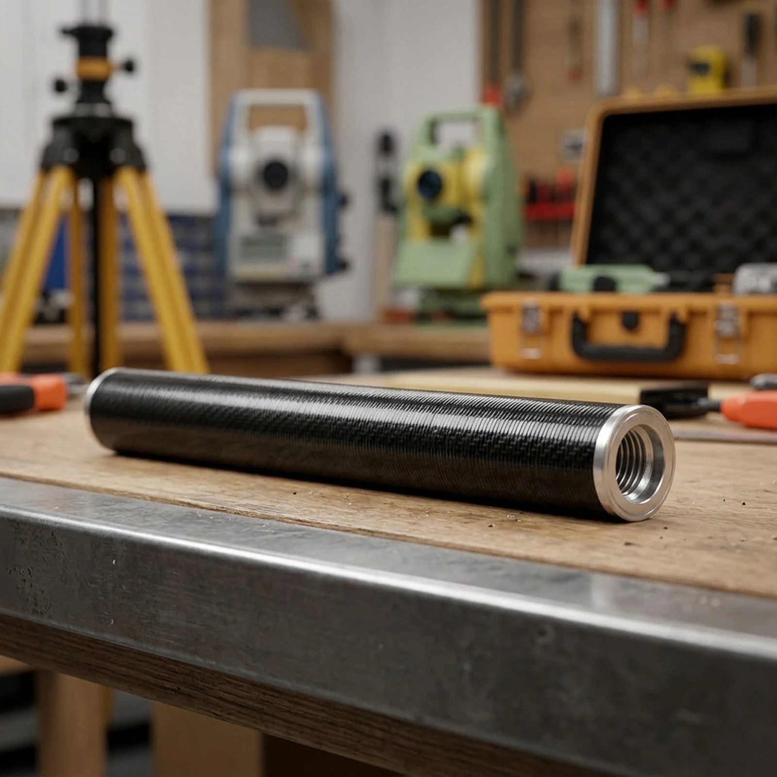 Carbon Fiber Rods (32 Mm Diameter) With 5/8 X 11 Thread Extensions And Accessories For Measuring Rods And Carbon Fiber Rod Tools