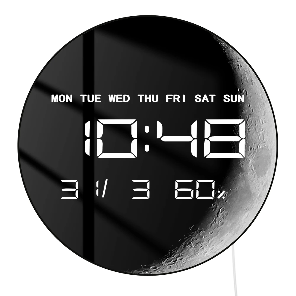 

Цифровые настенные часы в форме полумесяца, небесное настенное искусство, минималистичный настенный художественный минималистичный декор с фазой Луны, домашний декор, электронные настенные часы, большой цифровой дисплей