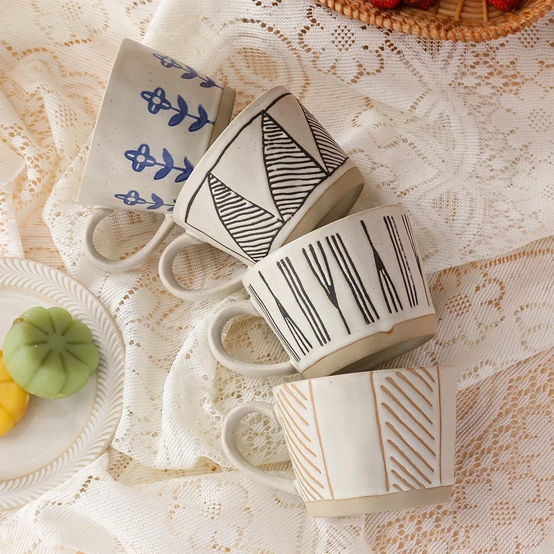 

# Wholesale Creative Retro 350ml Japanese Ceramic Coffee Milk Breakfast Cup Coarse Pottery Cup #