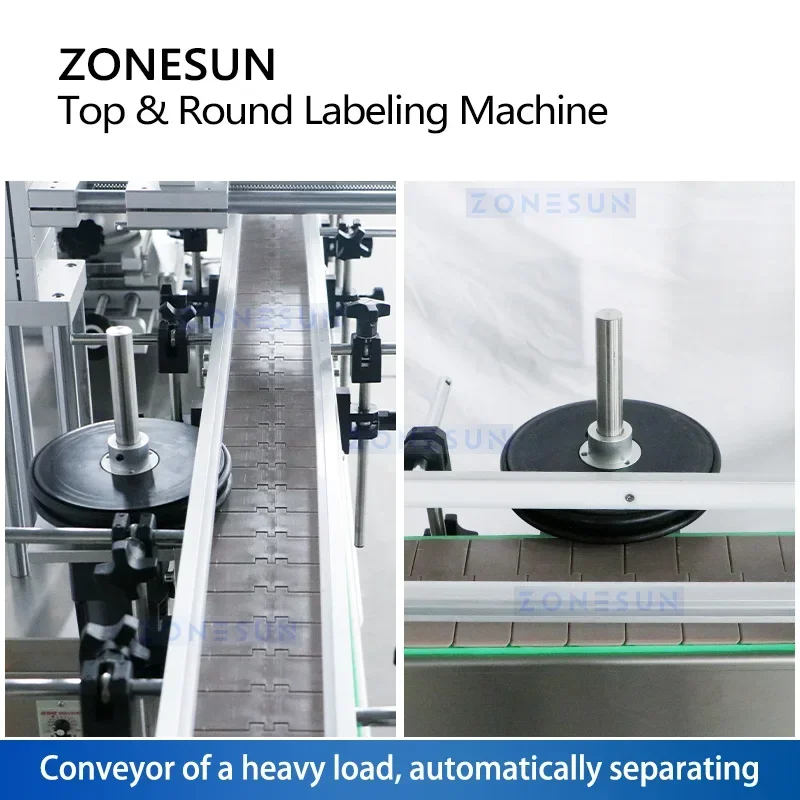 ZONESUN Automatic Labeling Machine Bottle Top and Body Label Applicator Wrap Around Cosmetics Products Packing ZS-TB822P
