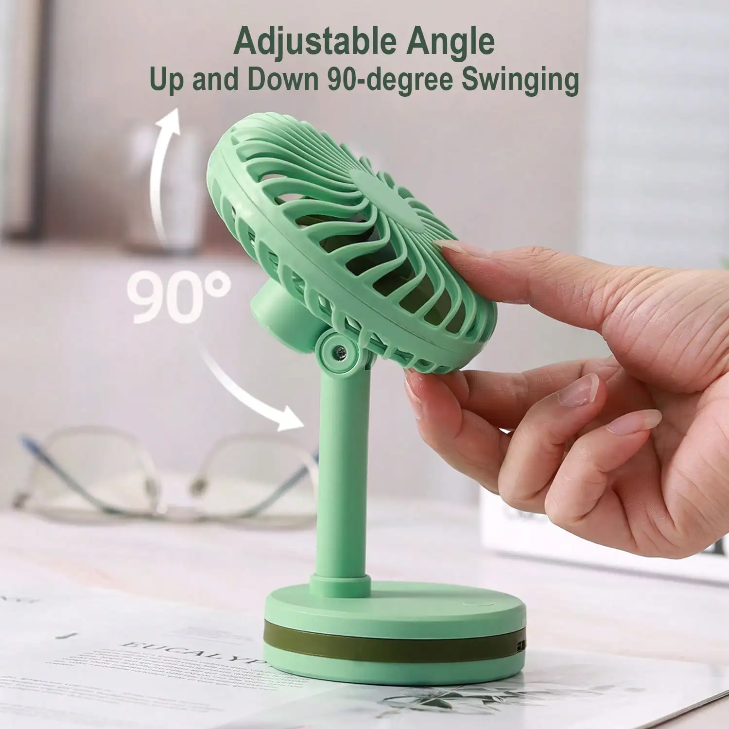Portable USB Desktop Fan, Small Rechargeable Table Fan, 3-Speed 300mAh Battery, Cooling Personal Desk Fan, Supports 90° Tilt, Essential For Office, Home, School, Study, Work In Summer