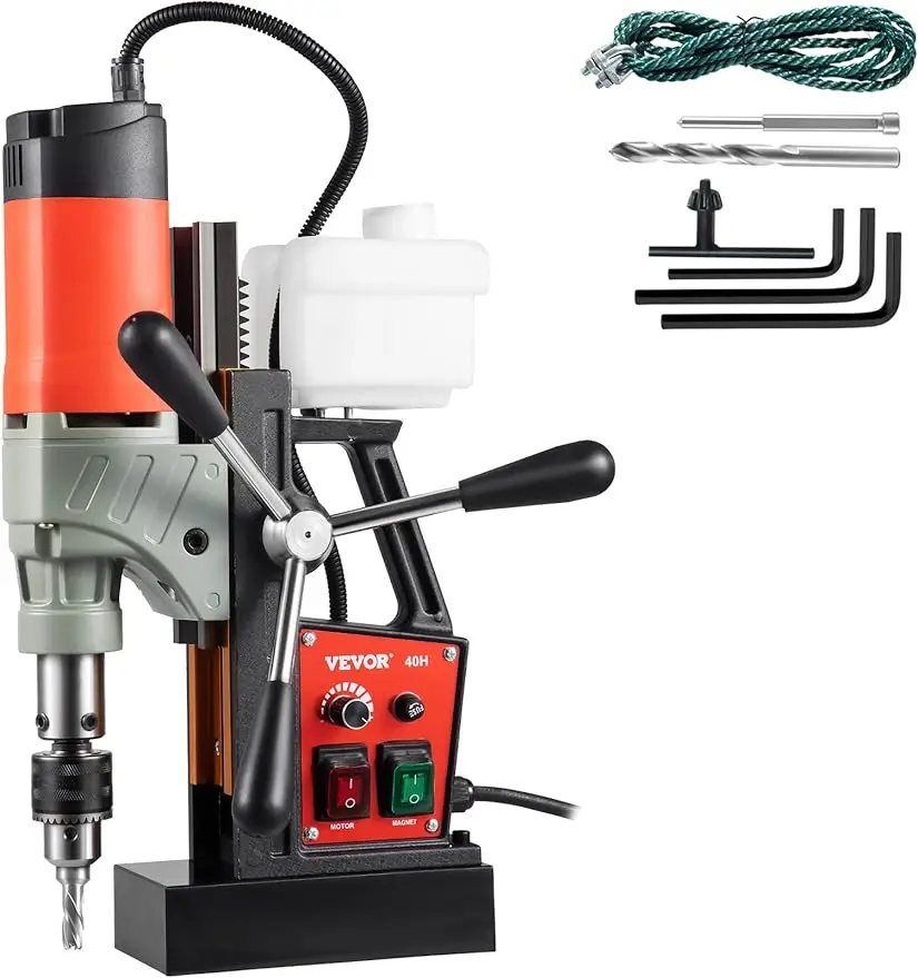 Drill Press with Double Dovetail Rail, 580 RPM Variable Speed Drilling Machine for any Surface, CE Listed