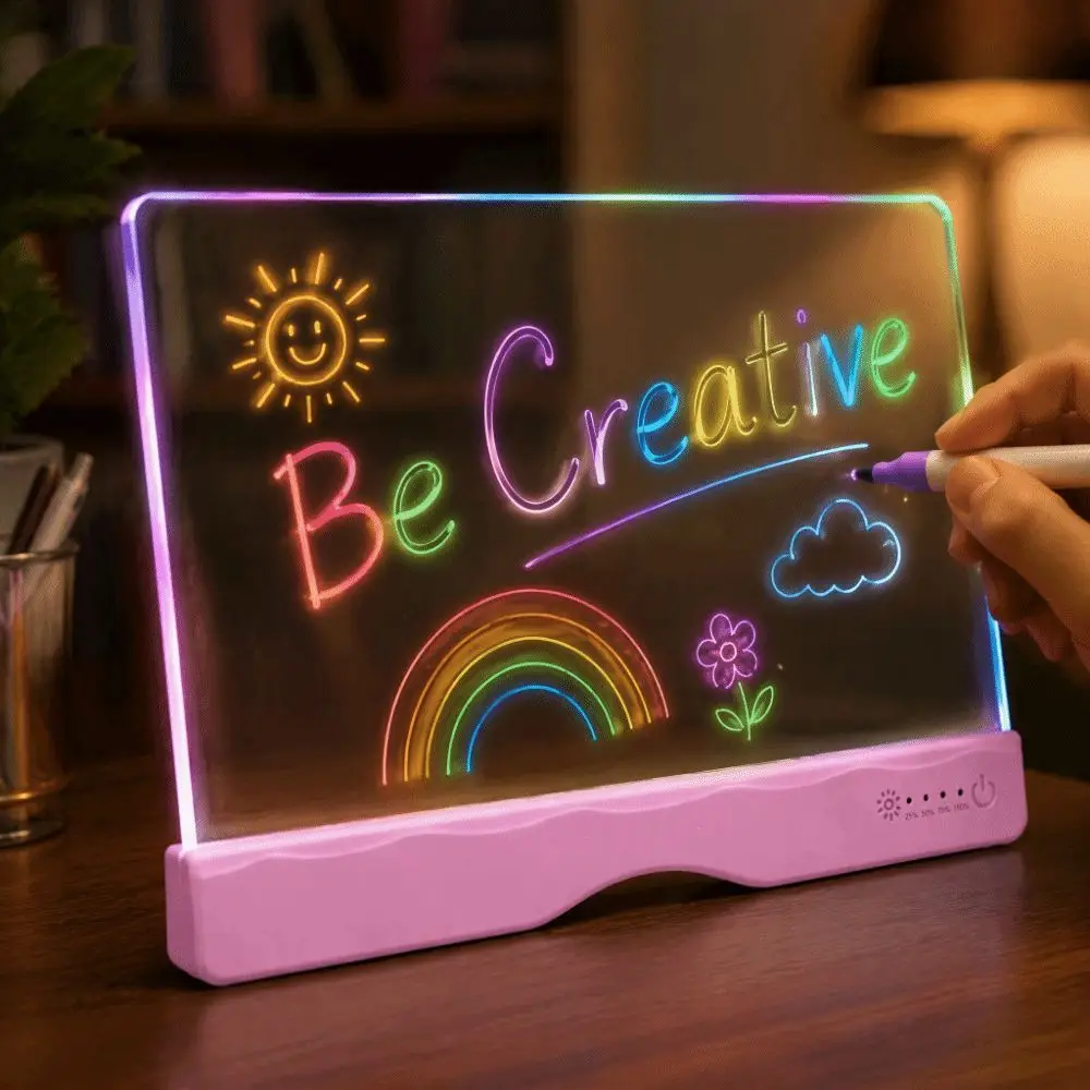 Rechargeable LED Light Drawing Board Erasable Smooth Surface Glow Sketch Pad Type-C Charging Touch Control