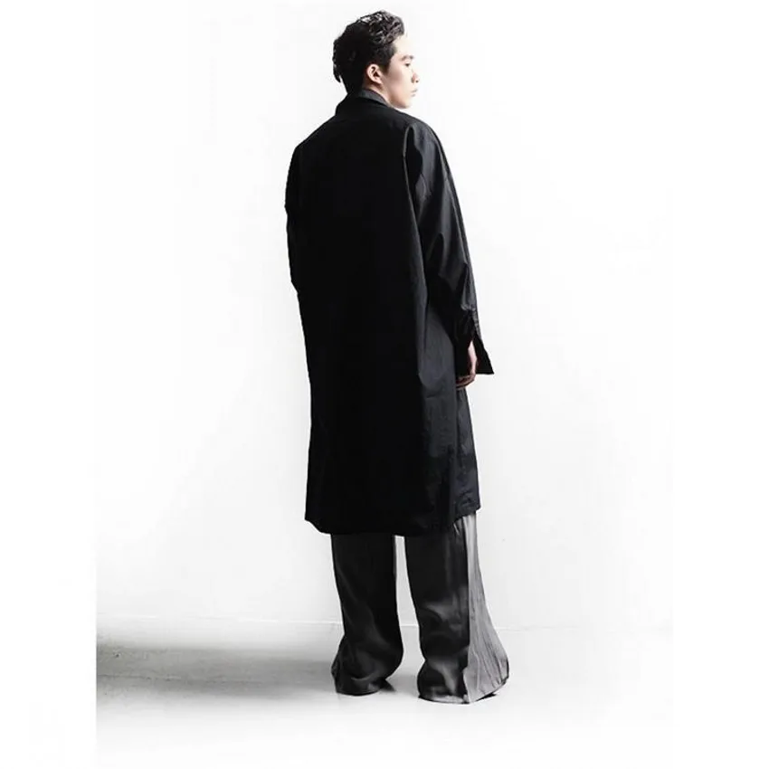 Quality Spring New Men's Long Shirts Dress Male Personality Long Sleeve Oversize Shirt Hair Stylist Lapel Clothes Hombre Coats