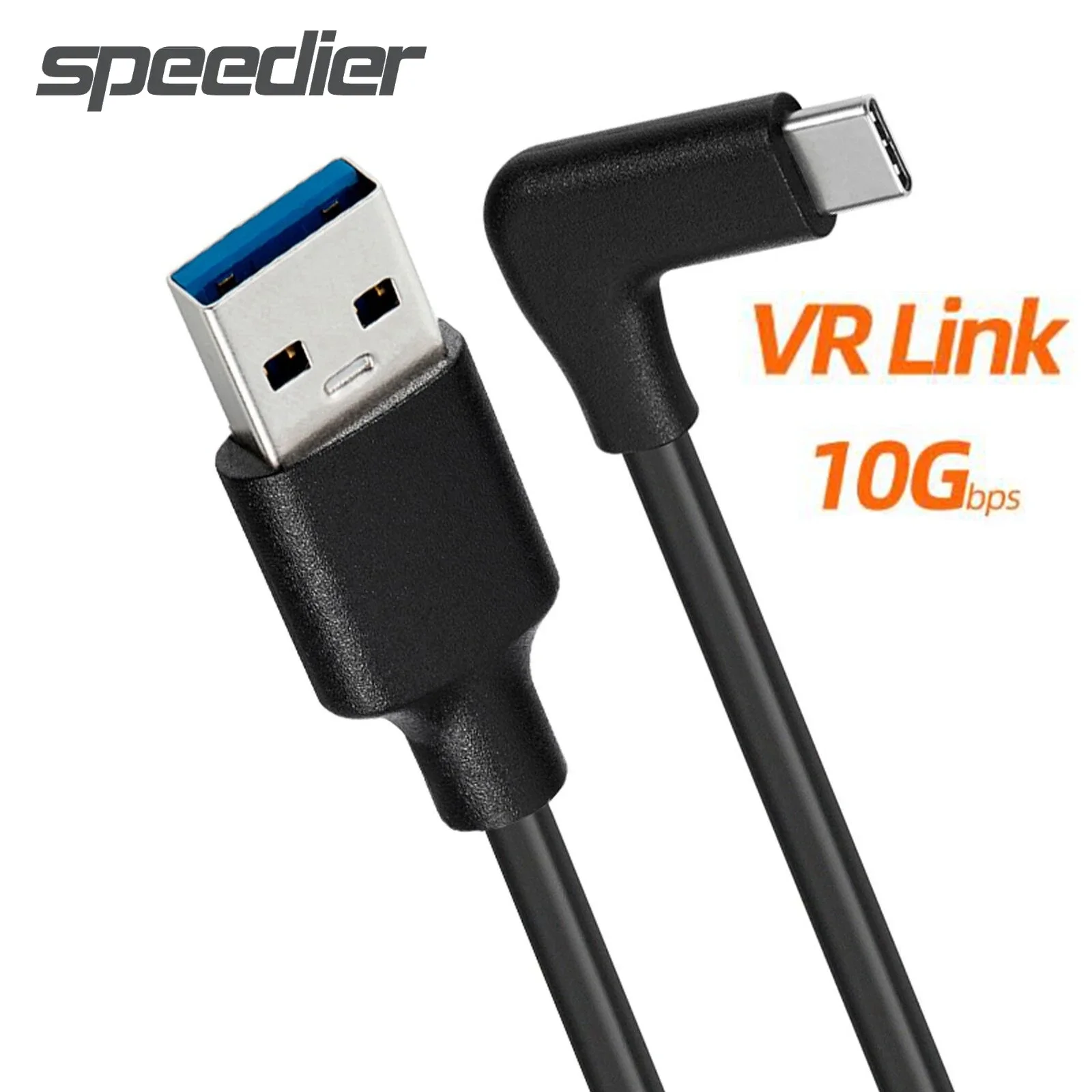 USB 3.2 Data Cable 10Gbps USB A to USB C 3A Fast Charging Elbow 1m 2m 3m for Oculus Quest 1/2 VR Link Type C Cable Camera Line