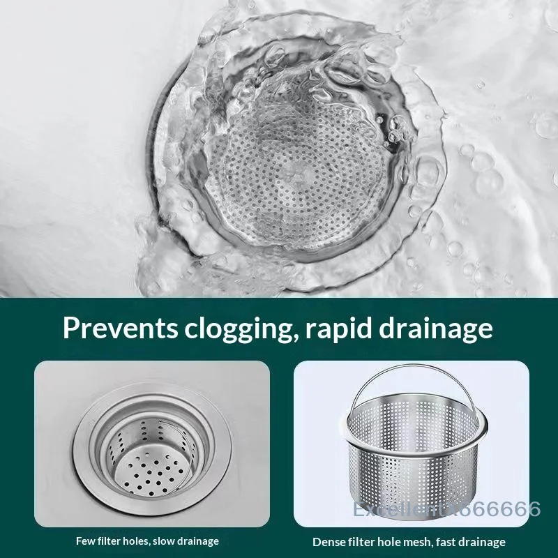 304 Stainless Steel Durable Sink Strainer Plug Anti Clog with Lift Handle for Kitchen Drain Protection