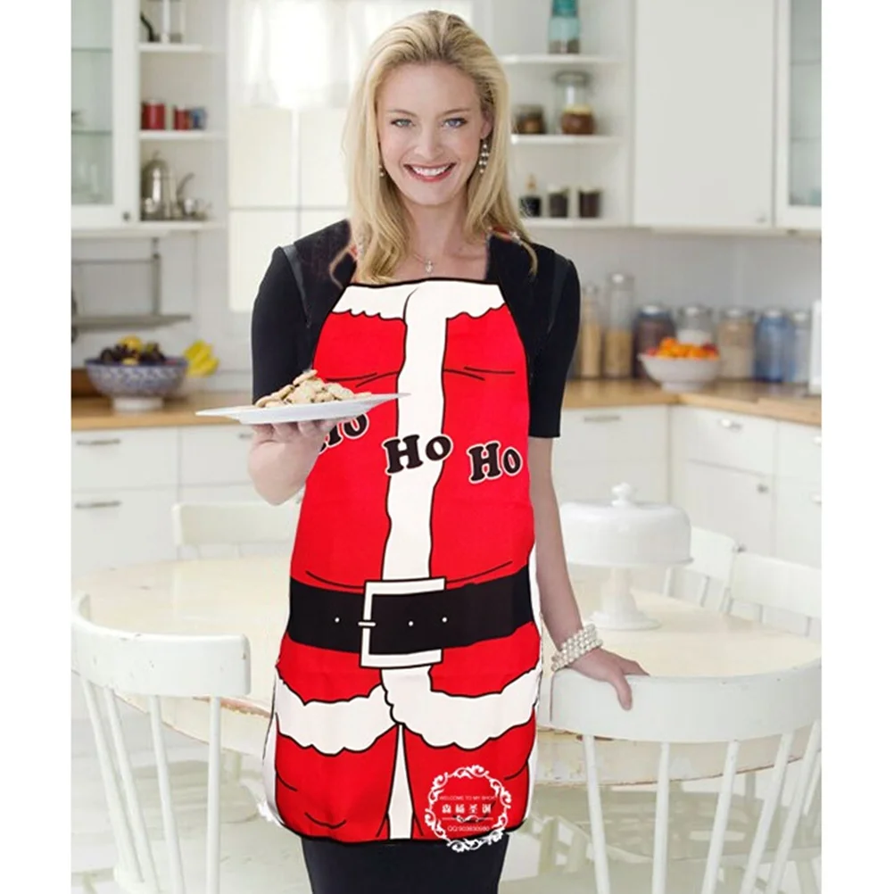 

Adult Santa Claus Apron Free Size Colorful Polyester Christmas Cooking Baking Grilling Apron Kitchen Party Gift