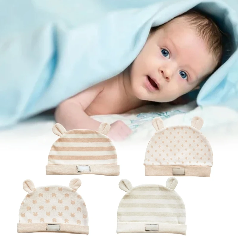 Soft & Breathable Cotton Infant Caps with Lovely Bear Detailing Windproof Hat Unisex Baby Hat Lovely Patterns Designs