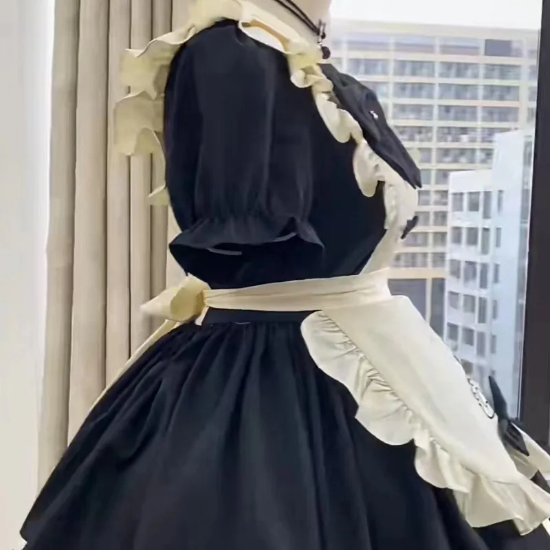 Traje de sirvienta suave de Lolita para niña, traje con lazo para perro, traje de sirvienta corta, trajes dulces de Lolita, falda Kawaii, disfraz de Cosplay