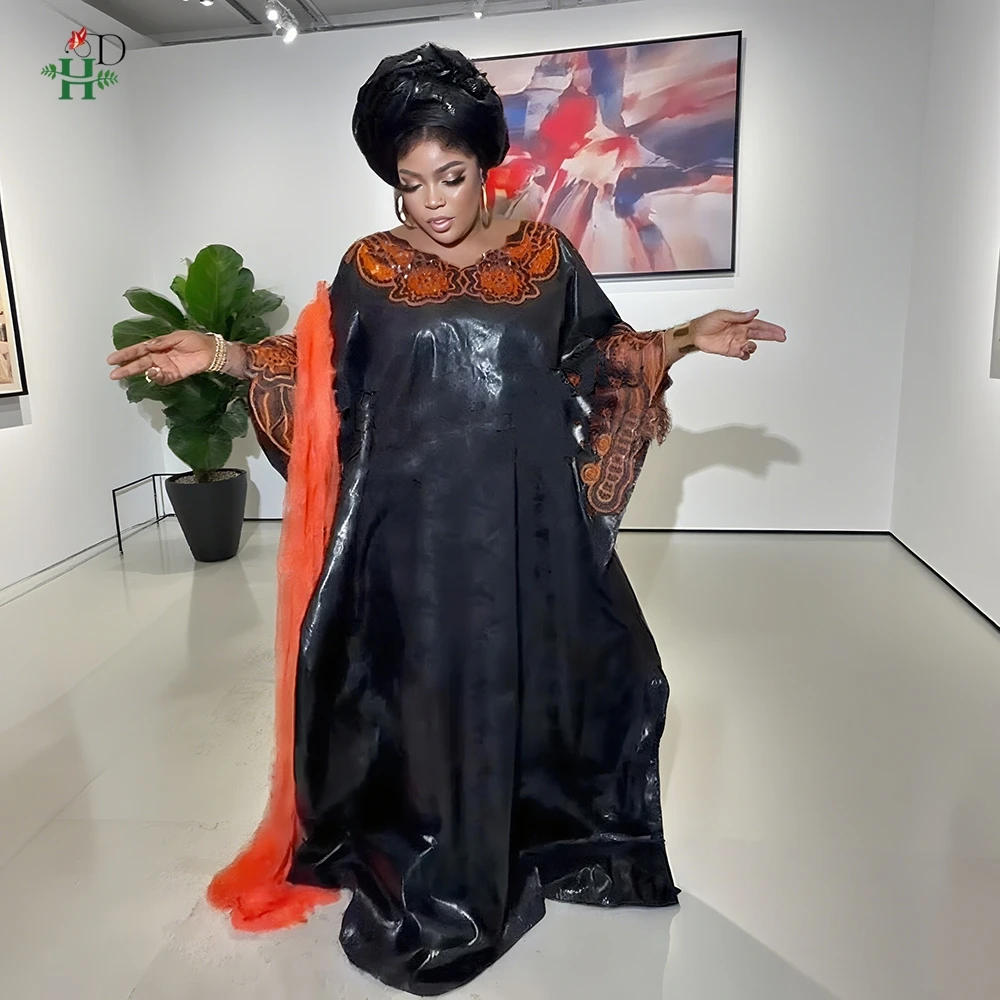

H&D 2025 New African Clothes For Women Embroidery Wedding Party Robe Bazin Riche Gown Plus Size Vestidos Muslim BouBou Djellaba