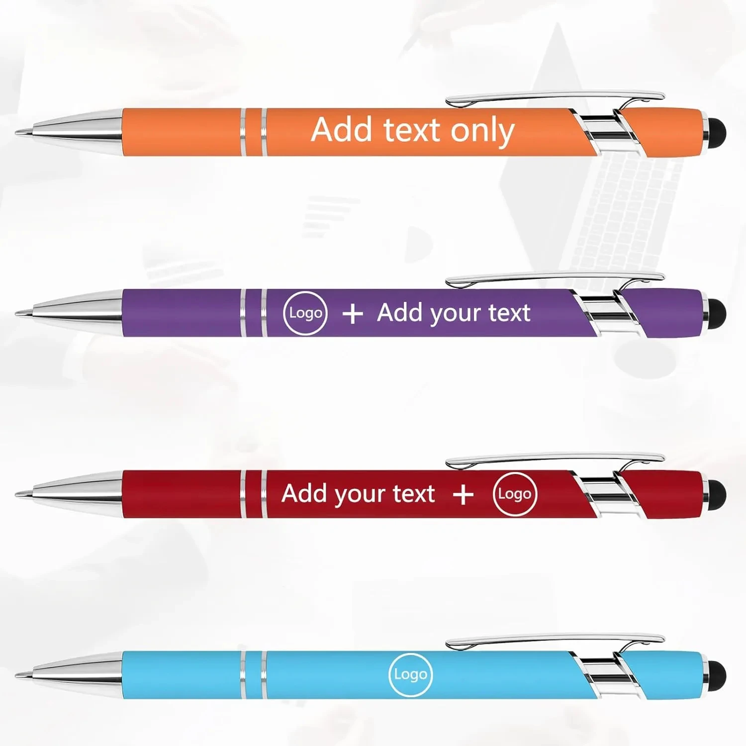 10 Stück Großpackung Personalisierte Stifte - Mit Namen, Graviertem Text/Logo - Stylus-Spitze, Schwarze Tinte - Optionen für Veranstaltungen & Werbeaktionen – Detail 3