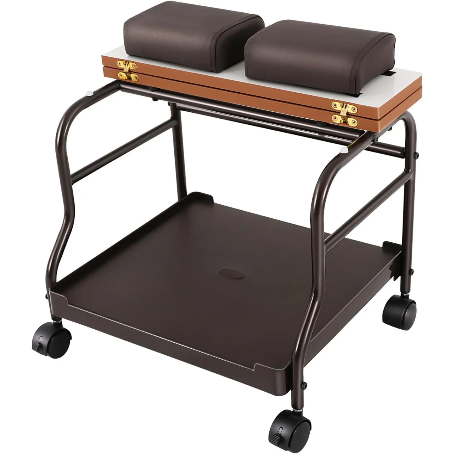 

Bathrena Portable Spa Cart, Foot Trolley, Brown, Iron, Wood, Foldable, Wheels, 39 Lbs Capacity, Indoor Use