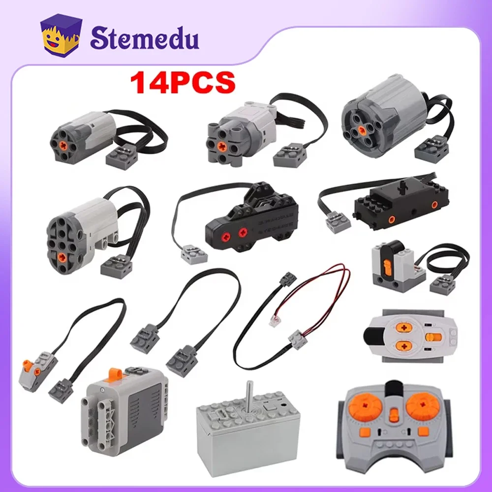 

14PCS Power Functions Motor Set IR Remote Control Receiver Building Blocks AA Battery Box MOC Power Up Train Motor Buggy Motor