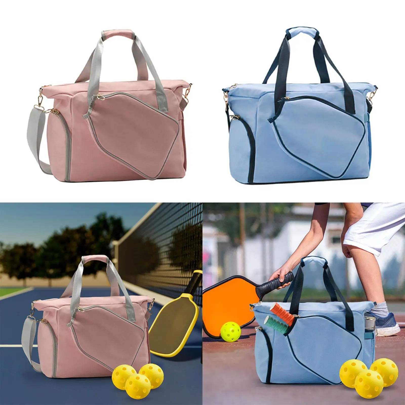 Sac de raquette de Pickleball, sac à bandoulière à fermeture éclair pour adultes joueurs, fourre-tout de Pickleball