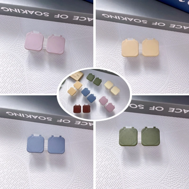 xgnvpy Compact Clamshell Contact Lens Case Twin Set Simple Fashionable Press Closure Colorful Options Companion Portable