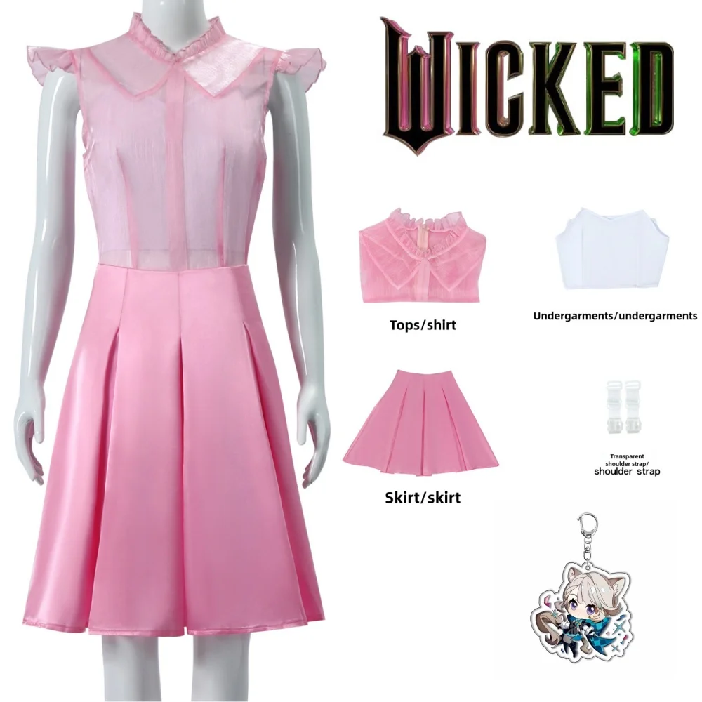 

Wicked Cosplay Witches Costumes Glinda Elphaba Clothes Gotic Movie Party Role-playing Pink dress