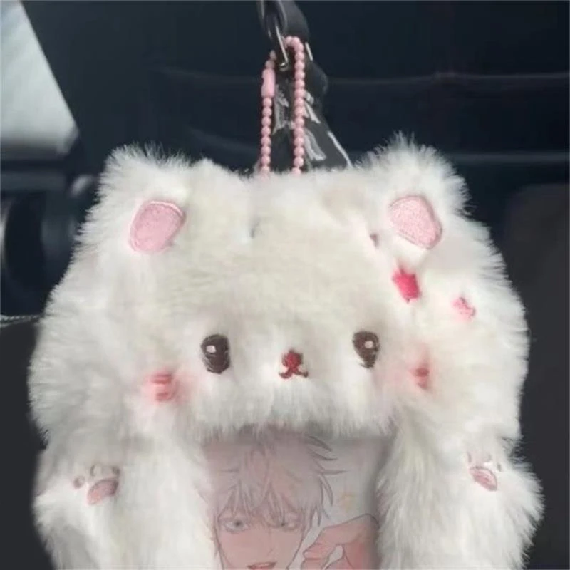 Cute Cat Kitten Rabbit Plush Card Holder Photocard Case Idol Photo Protective Cover Bag Keyring Pendant Student Card Holder Gift