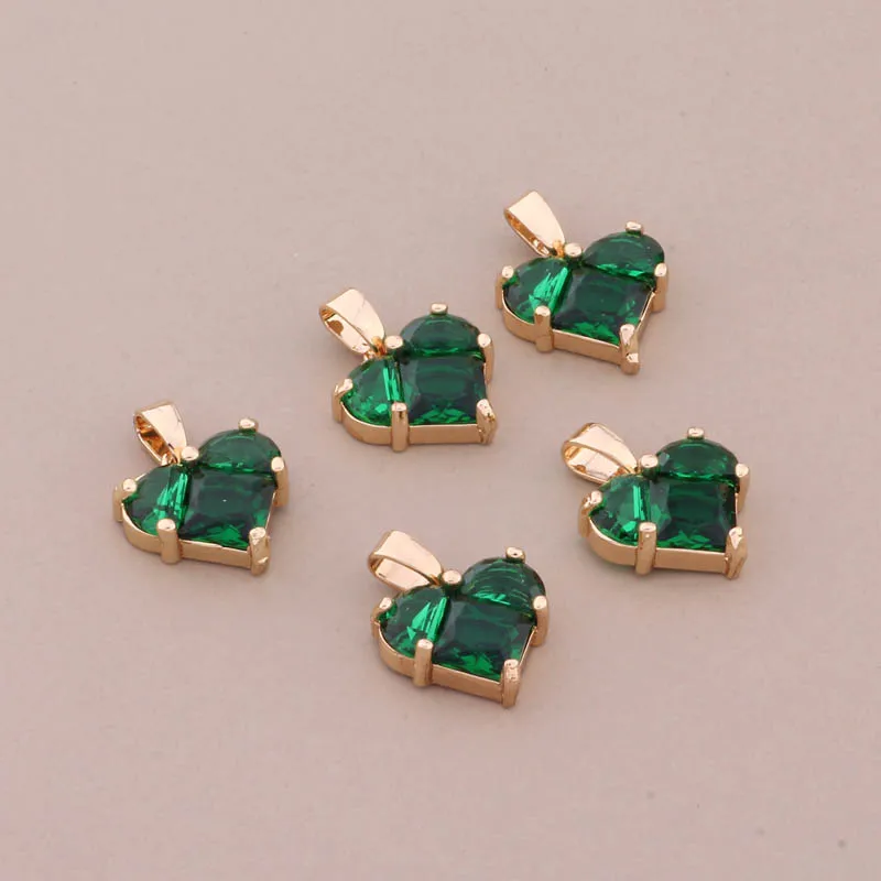 5 יחידות צבע זהב מוזהב עם תליוני לב זירקון תכשיטים איכותיים יוקרתיים לנשים