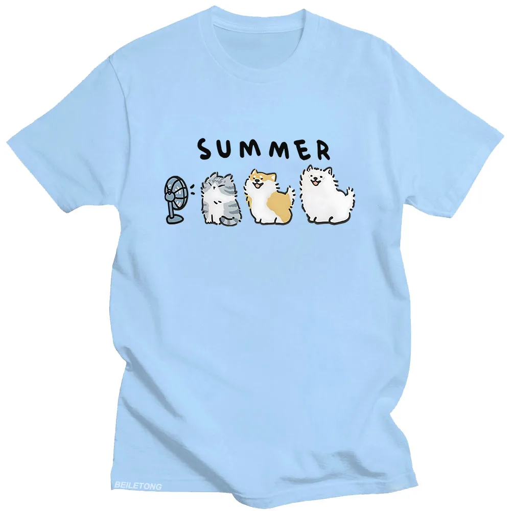 Summer Cat Fufu T-shirts Casual Summer High Quality Tee-shirt Cute Cartoon Graphic Printing Tshirts for Girls Women Kawaii Tees