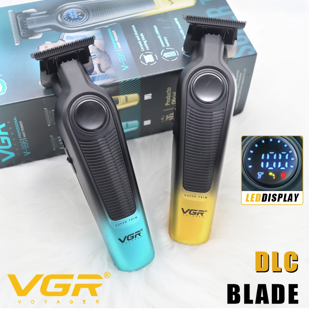 

VGR V-996 Men's Hair Clipper with DLC Blade, 7000 RPM, LED Display, 2000mAh Professional Hair Cutting Trimmer Machine