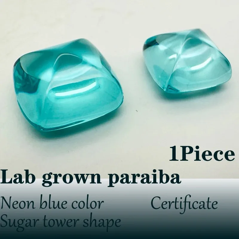 

Par-Sugar Tower Shape Lab Grown Paraiba Neon Blue Color VVS1 DIY Ring Necklace Earrings Main Materials with Certificate Wholesal