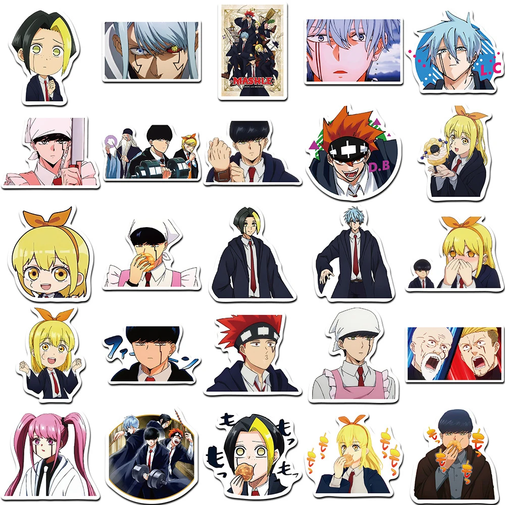 10/30/50 قطعة انمي ياباني Mashle ماجيك والعضلات ملصقات مقاوم للماء DIY بها بنفسك دفتر الهاتف المحمول كول الكرتون الشارات الديكور