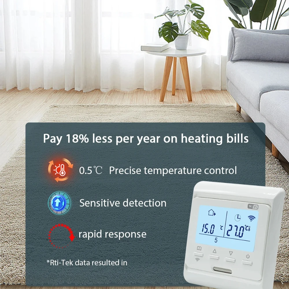 حار بيع الرقمية واي فاي ترموستات 3A 16A للتدفئة تحت الأرضية مع شاشة LCD والتحكم الصوتي عبر مساعد جوجل اليكسا #4