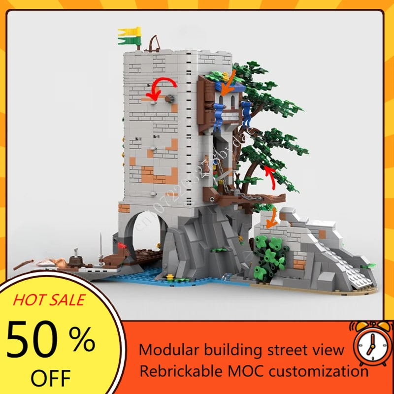 1305PCS MOC Medieval Castle Custom Puzzle Model Forestmen River Fortres Technical  DIY Assembly Set Toy ForHoliday Birthday Gift