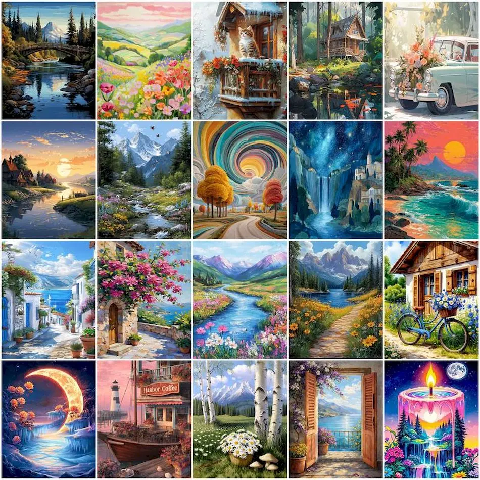 

GATYZTORY Painting By Numbers For Drawing on canvas Landscape Markers By Numbers Art Supplies Paint Kit Watercolor Wall Art Kits