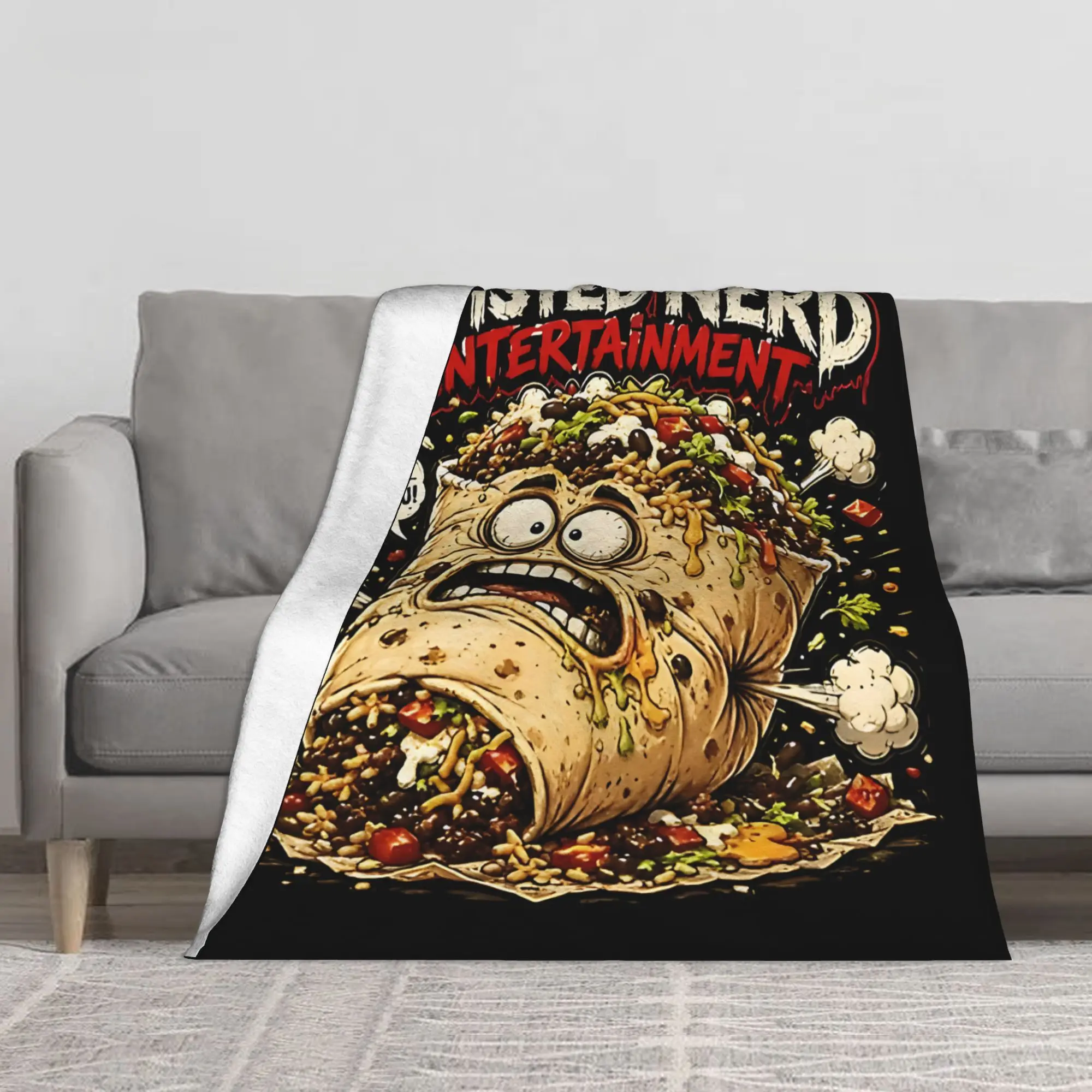 1PC Twisted Nerd Entertainment Angry Burrito Comical Food Monster Blanket Throw Super Cosy Plush Living Room Sofa