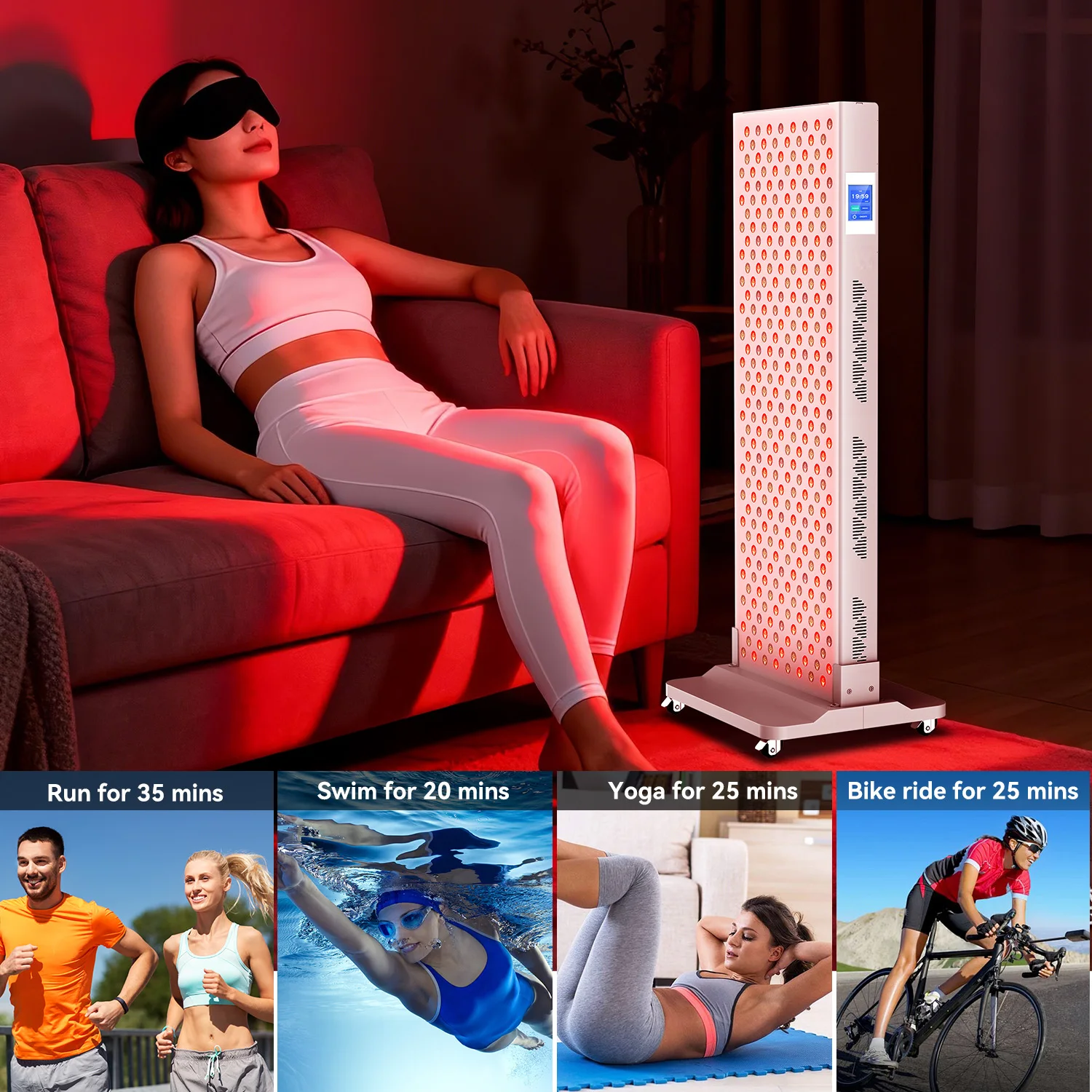 500W Red Light Therapy Panel 660&850nm 320 LED Near Infrared Light Therapy Device High Irradiance Adjustable Timer Home Wellness