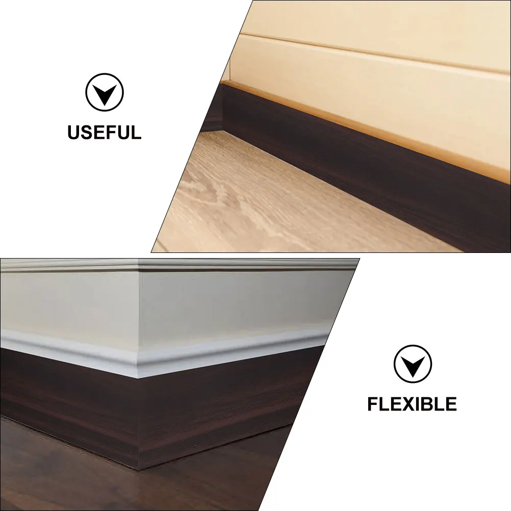 

Self Adhesive Skirting Stickers 5cm x 5m White Wood Grain Flexible Molding Trim Wall Decor Background Tiles Corridor Balcony