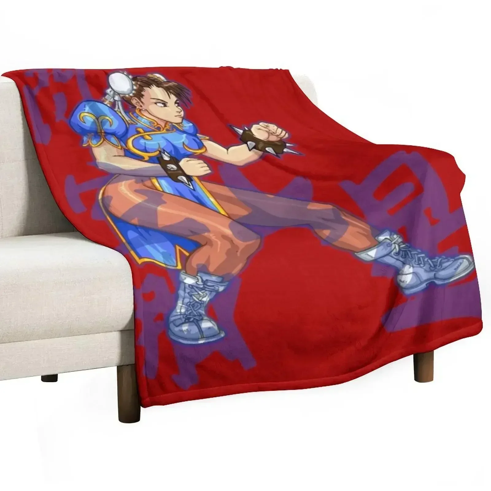 Chun-Li Throw Blanket Cozy Sofa Blanket for TV Watching Napping