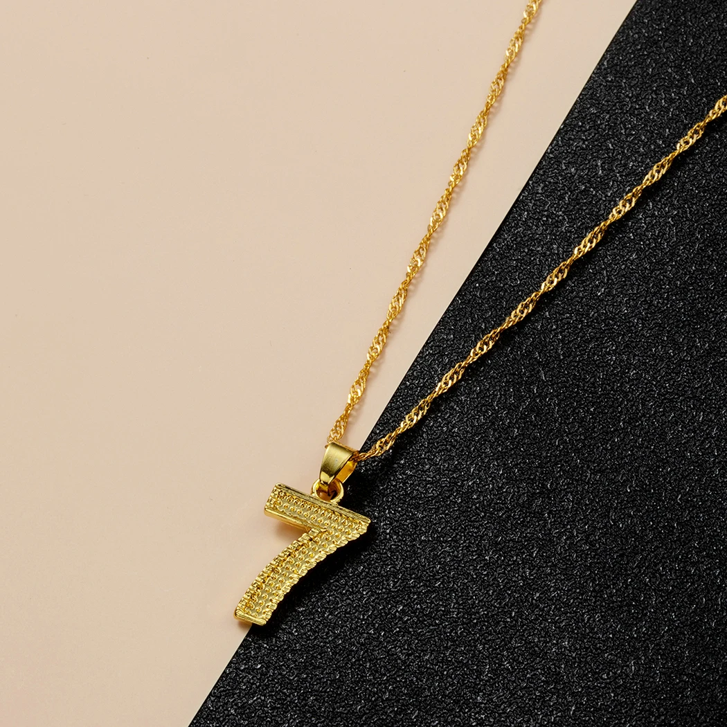 QIAMNI Fashion Angel Number Seven Lucky Numbers 7 Pendant Necklace Charms Jewelry for Men Women Choker Collar Birthday Gift
