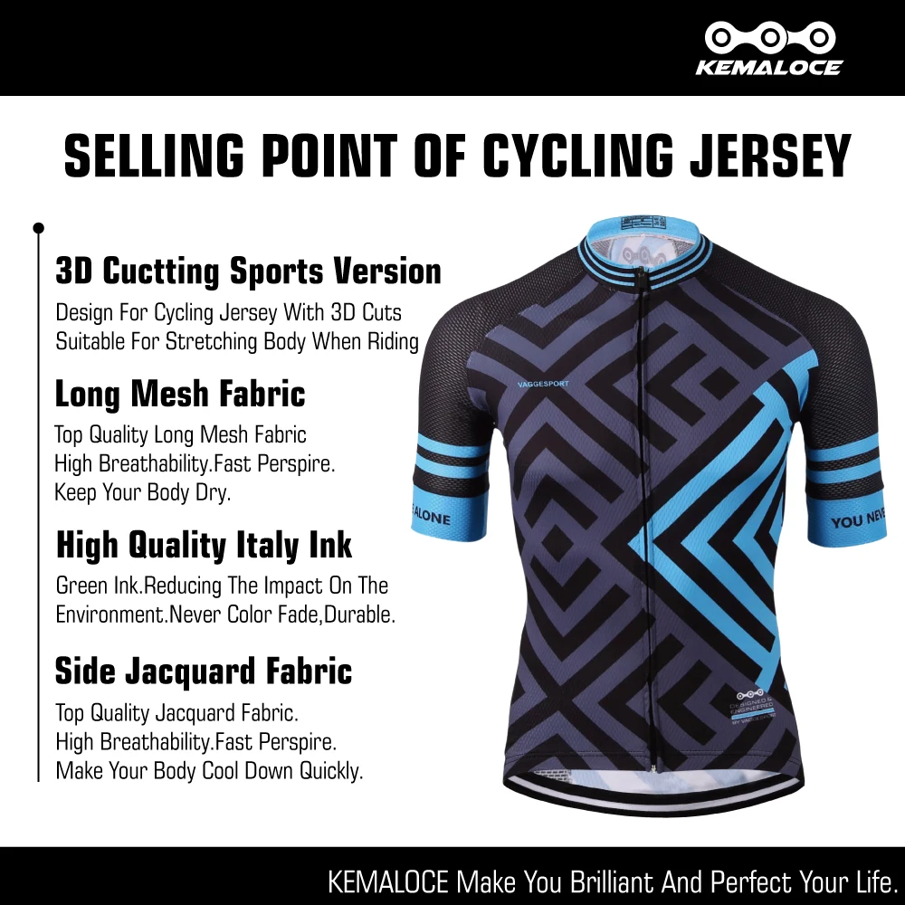 KEMALOCE Cycling Jersey Breathable Men Summer Short Sleeves Outdoor Bicycle Jersey Unique Outdoor Tight Fitting Bike Wear