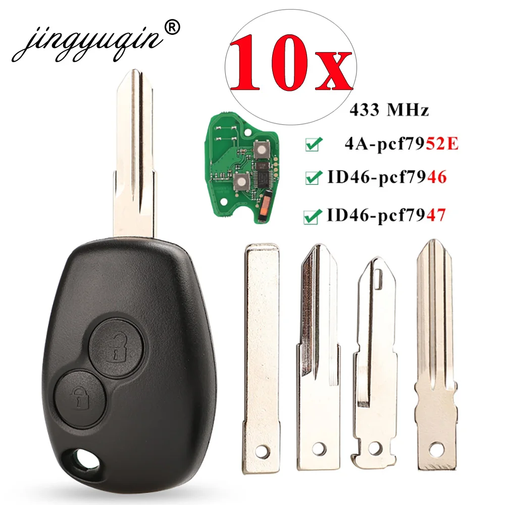 jingyuqin10x 2BTNRemote Car Key For Renault Duster Modus Clio 3 DACIA Logan Sandero 433Mhz PCF7947 PCF7946 pcf7952E Chip