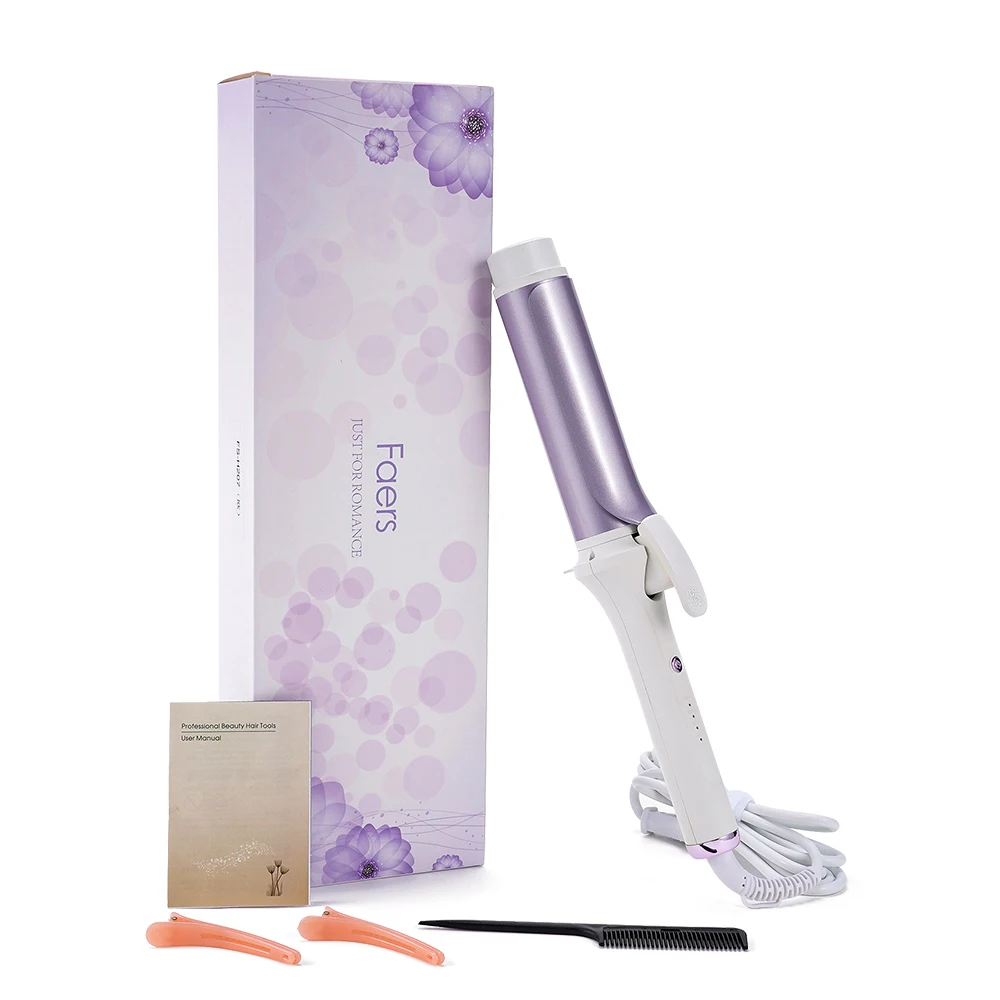 

110V-220V 40mm Electric Curling Iron with Timer, Three-Temperature Settings Purple Ionic Curling Iron Hair-Friendly Styling Tool