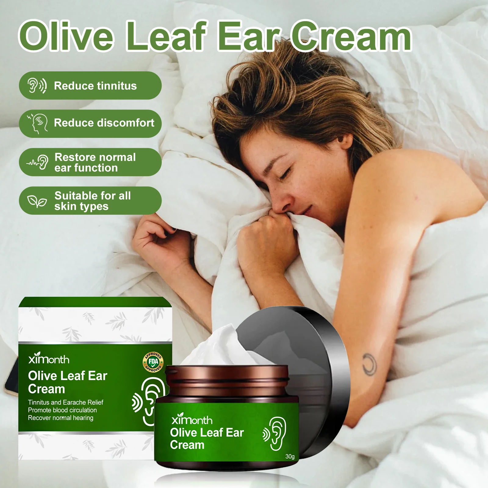 Ear Cream Ear Cream Earplug Ear Relief Earplug Ear Ringing, Ear Discomfort Back Ear Discomfort Health Massage Care Ear Cream