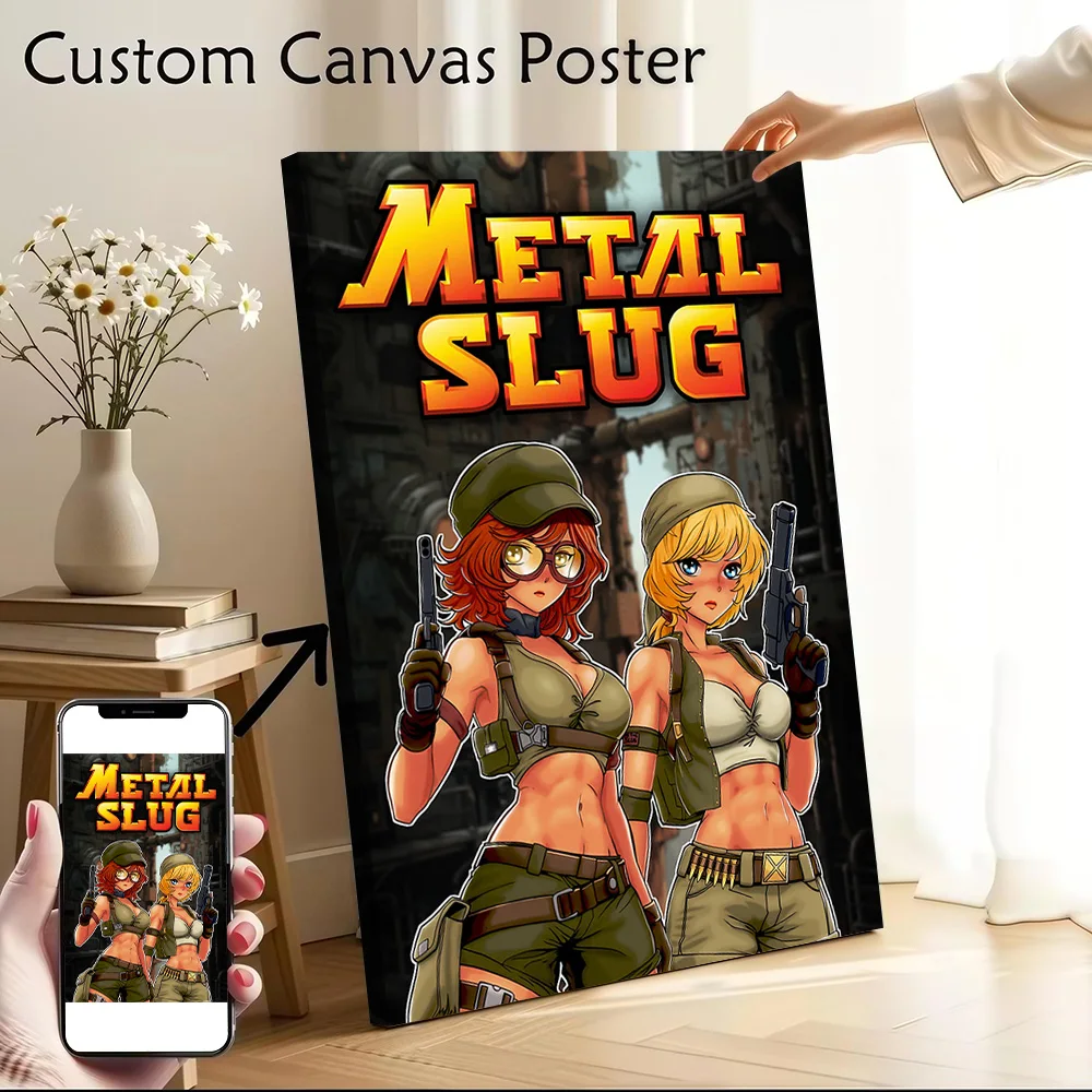 Metal Slug Anime Girls Canvas Poster Customizable Pictures Wall Art Canvas Painting for Room Decorating Interior Decoration Arts