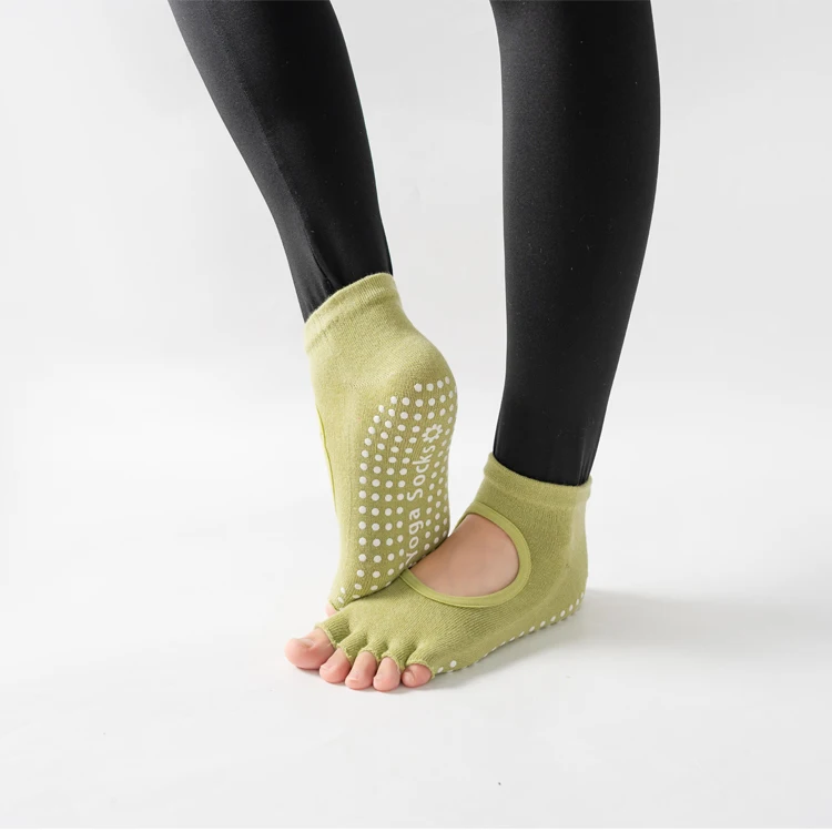 Frauen rücken freie Fünf-Zehen-Yoga-Socken rutsch feste Baumwolle Damen tanzen Balletts ocken öffnen halb atmungsaktive Fitness-Sports ocke für Pilates – Detail 14